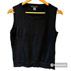 August Silk Sleeveless Black Silk Blend Top Stretch Size Large